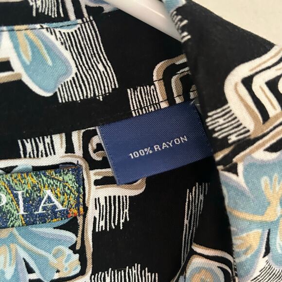 Campia Men's Black Floral Hawaiian Button Front Camp Shirt M Medium New - Picture 8 of 9